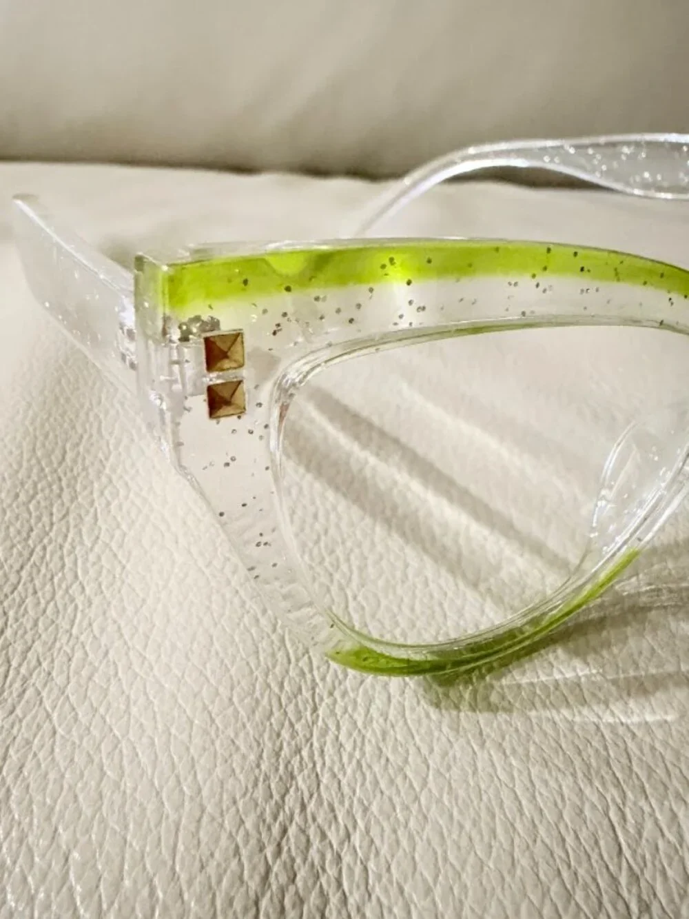 Clear Green Cat Eye Reading Glasses +1.50 Glitter Accent Women’s Readers